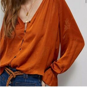 Anthropologie Liora Embroidered Button Down Blouse